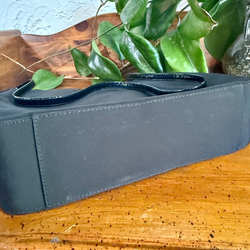 Vintage Nouchka Black Nylon Shoulder Bag Y2K Minimalist Baguette Zip Purse 90s - Picture 6 of 10